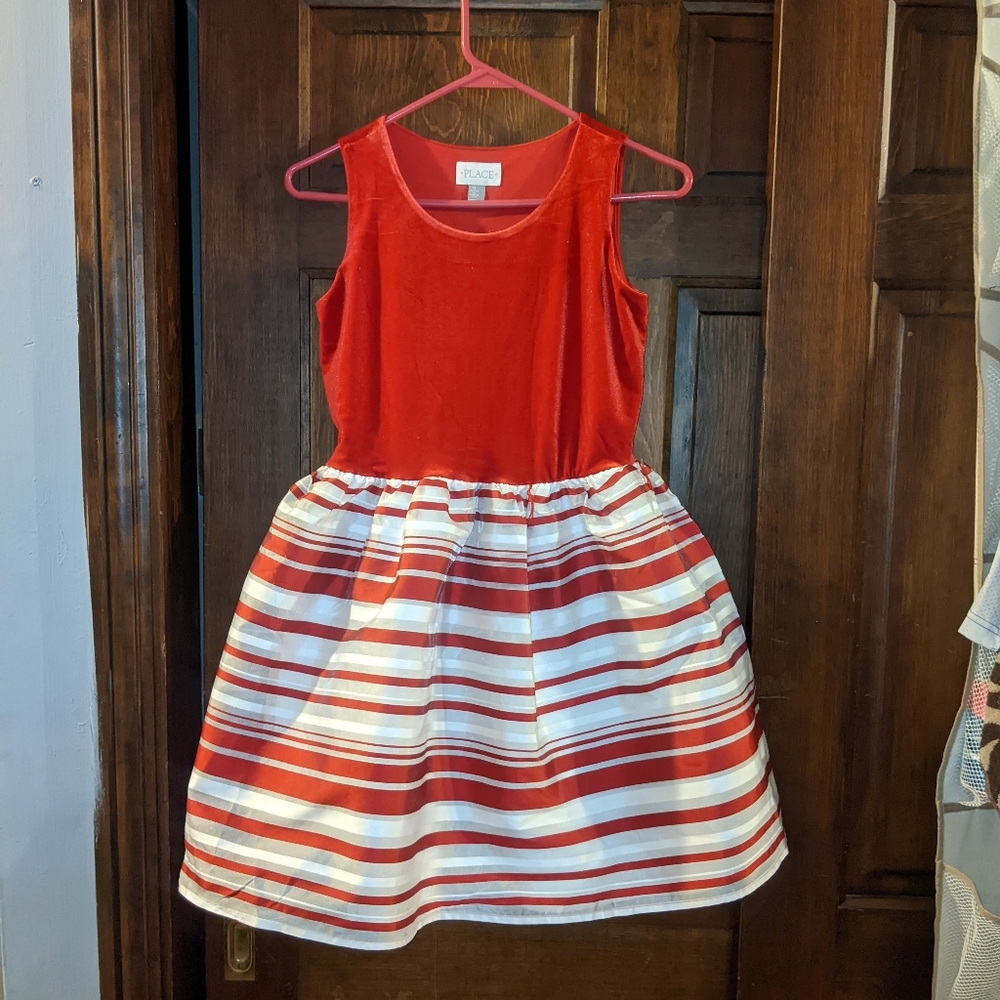 The Children's Place Red Velvet and Striped Dress